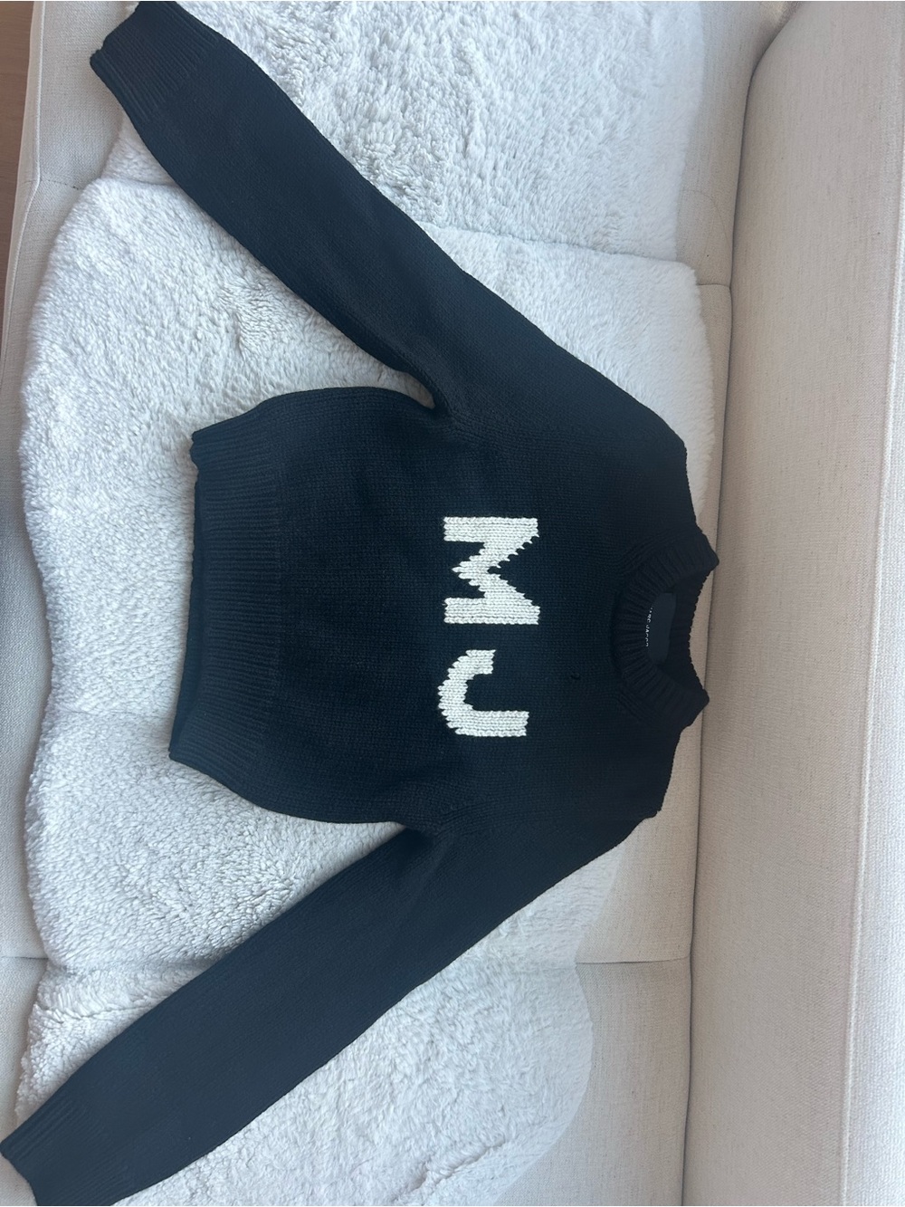 Marc Jacobs MJ Black and White Logo Wool Sweater. Size XS (flawed)